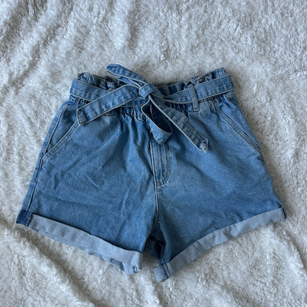 Garage Paperbag Tie Denim Shorts